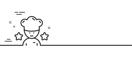 Best chef line icon. Stars ranking sign. Rating symbol. Minimal line illustration background. Best chef line icon pattern banner. White web template concept. Vector