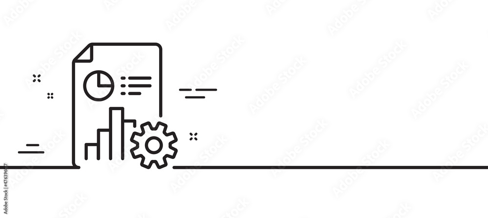 Poster report line icon. column graph, pie chart sign. market analytics symbol. minimal line illustration b