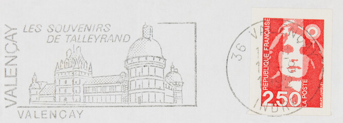 briefmarke stamp gestempelt used frankiert cancel alt old vintage retro papier paper slogan france...