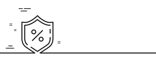 Loan percent line icon. Protection shield sign. Credit percentage symbol. Minimal line illustration background. Loan percent line icon pattern banner. White web template concept. Vector