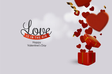 Realistic vector heart shape illustration. Romantic Valentine's Day greeting card.