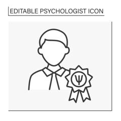  Doctor line icon. Leading specialist in psychology.Recognition.Psychologist concept. Isolated vector illustration. Editable stroke