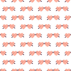Seamless pattern of female pink sunglasses. Print of summer sun protection item. Vector flat illustration