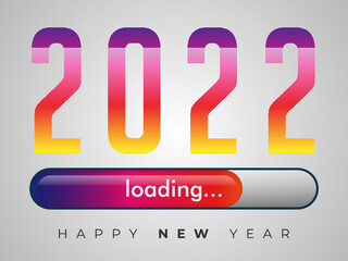 Colorful 2022 with loading bar new year celebration