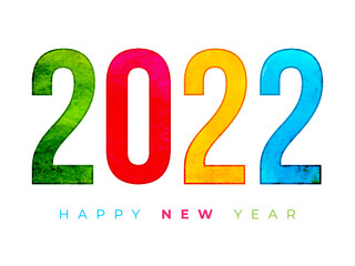 Colorful 2022 with metal effect new year celebration