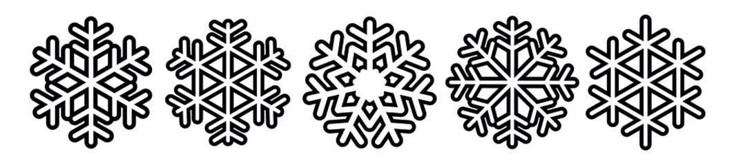 Set of snowflakes isolated on a white background. Vector.