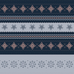 Snow Nordic Stripe Digital Papers, Seamless Patterns, Winter Crystals Design Illustration, 12 inches