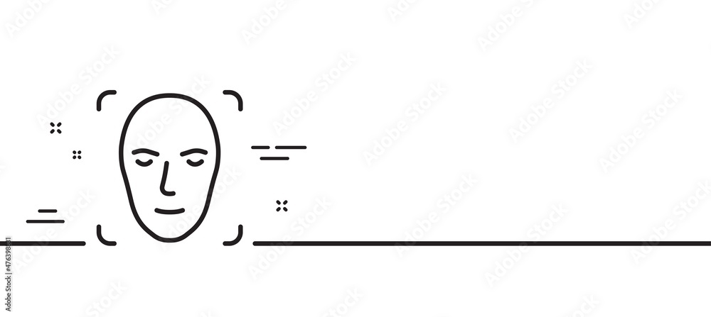 Poster face detection line icon. head recognition sign. identification symbol. minimal line illustration ba