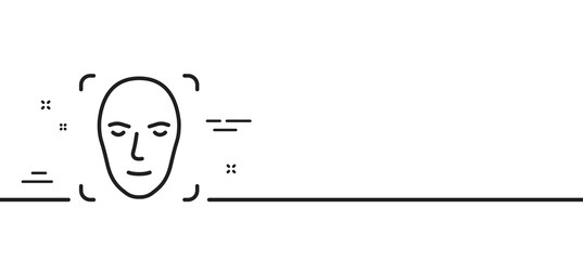 Face detection line icon. Head recognition sign. Identification symbol. Minimal line illustration background. Face detection line icon pattern banner. White web template concept. Vector