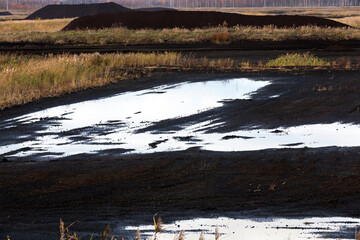 territory for peat extraction in the autumn season
