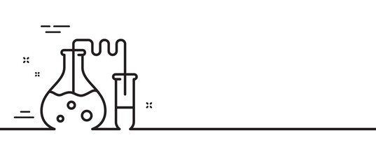 Chemistry lab line icon. Laboratory flask sign. Analysis symbol. Minimal line illustration background. Chemistry lab line icon pattern banner. White web template concept. Vector