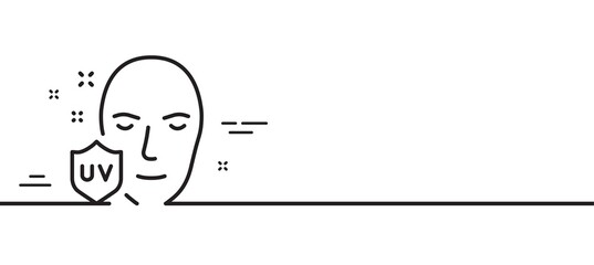 UV protection line icon. Skin care sign. Healthy face symbol. Minimal line illustration background. UV protection line icon pattern banner. White web template concept. Vector