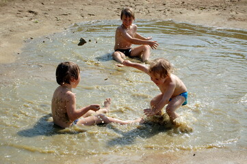 children playing in water