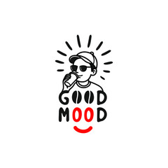 Nerd Boy Hipster Coffee Logo Icon Vector Unique Design Illustration - Vector