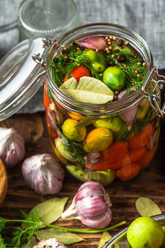 Pikled Vegetables. Healthy Preserved Jar Food