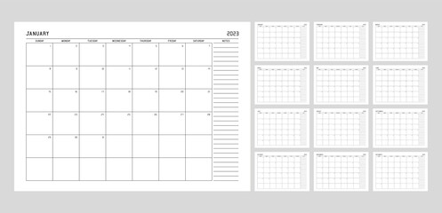 Calendar planner template for 2023 year