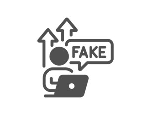Fake internet icon. Web propaganda sign. Wrong truth symbol. Classic flat style. Quality design element. Simple fake internet icon. Vector