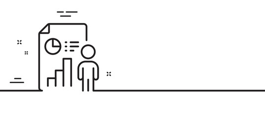 Business report line icon. Employee results sign. Organization statistics symbol. Minimal line illustration background. Business report line icon pattern banner. White web template concept. Vector