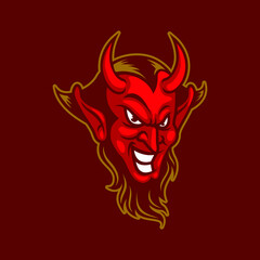 Smile Devil Mascot Logo Vector Illustration for Sport and Esport Team - Vector