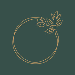 One Line Flower Frame Logo Illustration