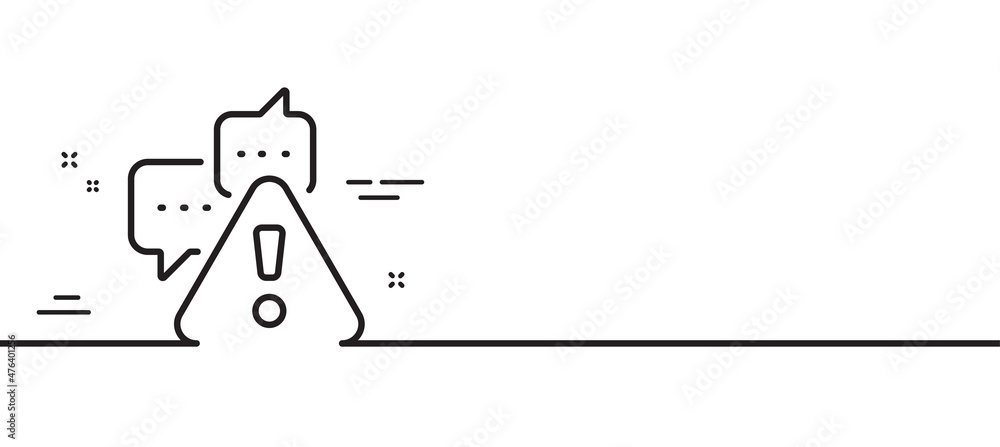 Poster warning line icon. attention triangle sign. caution alert symbol. minimal line illustration backgrou