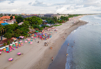 Beautiful Top view La Planca Beach, Seminyak, Bali, Indonesia. La Planca Beach is a popular tourist destination located in Badung Regency, Bali, Indonesia. © Sony Herdiana