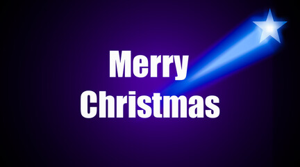 Merry christmas greetings with shining star symbol on  dark purple color background