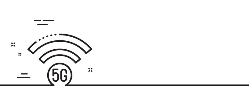 5g wi-fi technology line icon. Wifi wireless network sign. Mobile internet symbol. Minimal line illustration background. 5g wifi line icon pattern banner. White web template concept. Vector