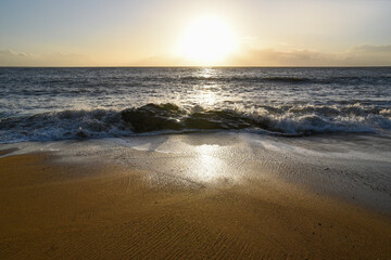 Beautiful maritime oceanic seaside landscape on the Atlantic Ocean in France.