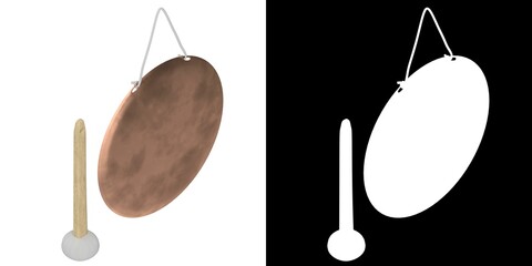 3D rendering illustration of a Chinese handheld gong