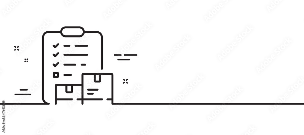Poster inventory checklist line icon. warehouse pallet sign. wholesale goods symbol. minimal line illustrat