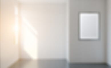 Bokeh blurred phototography. Modern bathroom including bath and sink. 3D rendering. Blank pai