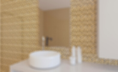 Naklejka na ściany i meble Abstract toilet and bathroom interior for background. 3D render. Abstract blur phototography.