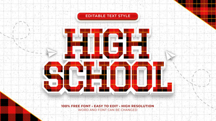 Font effect High school uniform red text style modern bold. eps vector file