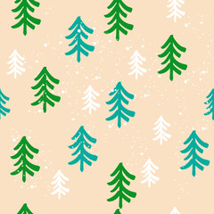 Obraz premium Christmas tree seamless pattern. Vector illustration