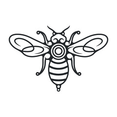 Bee Logo Line Art Ornament Design Illustration - Vector
