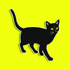 Black Cat Witch Vector Design Illustration - Vector