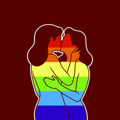 Lesbian Love, LGBT Pride Celebration Illustration - Vector