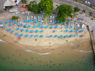 Aerial view of Tlacopanocha beach in the center of Acapulco