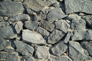 Wall made of lava stones in La Caleta, Costa Adeje, Tenerife.