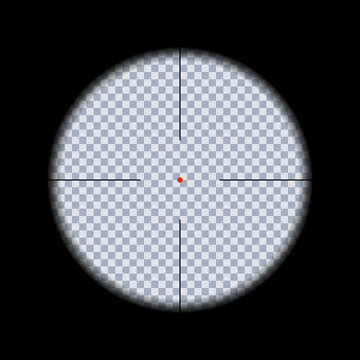 Gun viewfinder. Sniper, hunting scope on a transparent background. Distance zoom. Vector illustration.