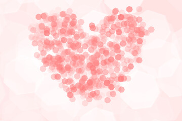 Abstract heart figure of many round shapes on pink background