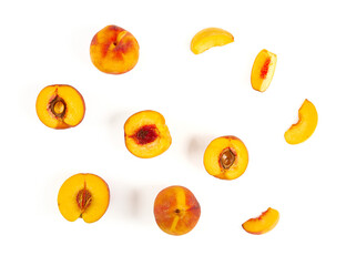 peach pieces isolated on white background