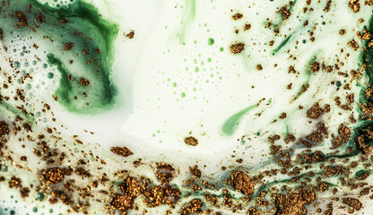 GREEN FOREST. Treasury of art. Swirls of marble. Abstract fantasia with golden powder. Extra special and luxurious- ORIENTAL ART. Ripples of agate. Natural luxury.