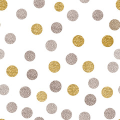 Cristmas seamless background with glitter gold and silver dots. Minimalistic happy Xmas pattern on white background. Happy New Year minimal pattern © Iryna