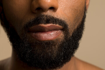 Close-up of male face with beard