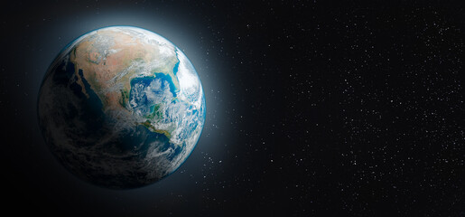 Planet Earth. Earth from outer space. Earth planet viewed from space. Earth in the space. Blue planet for wallpaper. Elements of this image furnished by NASA