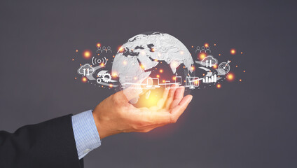 Future digital technology cyber virtual metaverse. Business global network digital concept