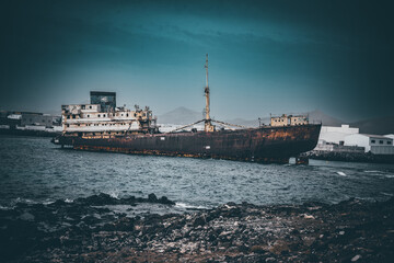 old ship in the sea