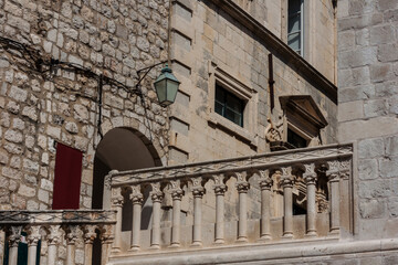Naklejka premium View of the ancient buildings in the famous landmark, Dubrovnik old town, Croatia, Adriatic coast